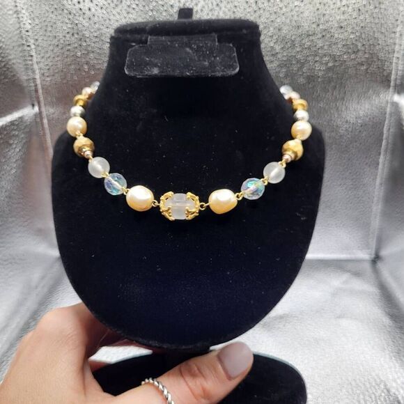 Liz Claiborne Funky Gold, Pearl and Crystal Beaded Necklace - Picture 5 of 6